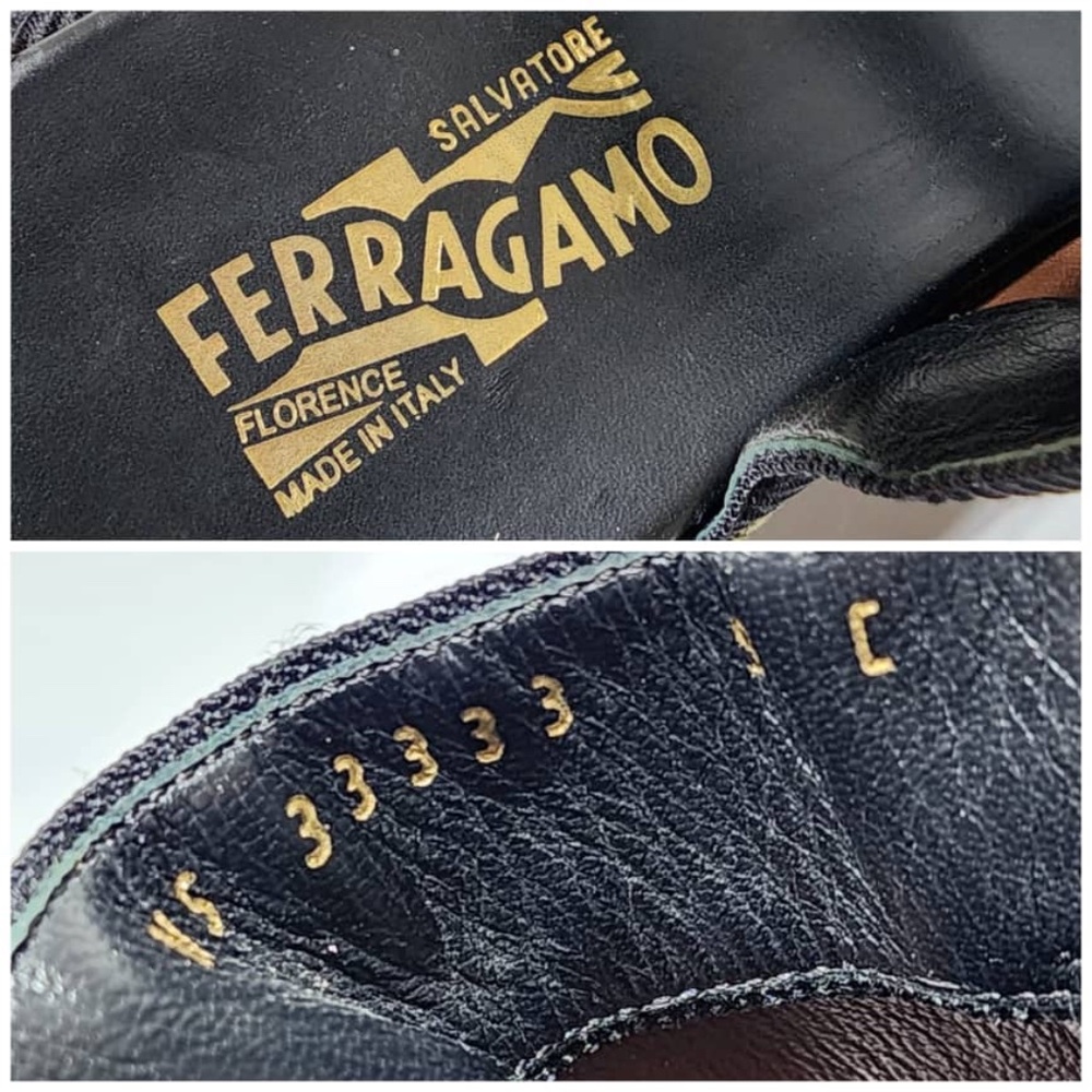 Authentic SALVATORE FERRAGAMO Colorblock Pattern Slingback Sandals Green/Brown - Picture 13 of 13